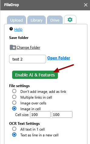 FileDrop File settings enable All features