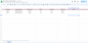 Free Basic Vendor Quote Template Google Sheets