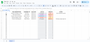 Blank Task List Template for Organizing Daily Tasks for Google Sheets