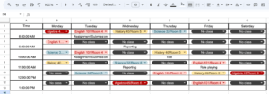 Free customizable class schedule template for easy organization and planning.