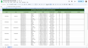 Fitness Schedule Template