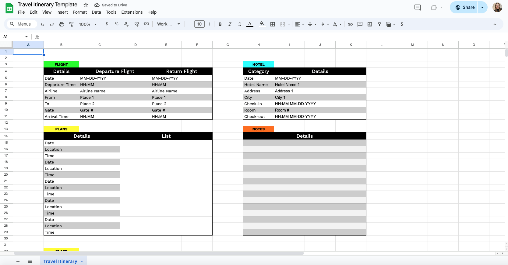 Road Trip Google Sheets Template Free - Infoupdate.org