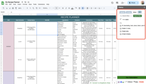 how to make a recipe template in google sheets for easy meal planning 2