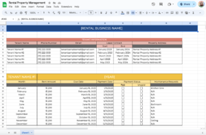 Custom Google Sheets template for managing rental properties efficiently and effectively.