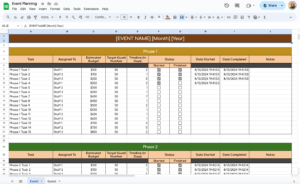 event planning template