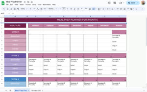 How to Create a Meal Preparation Template in Google Sheets