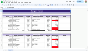 free profit and loss template for google sheets