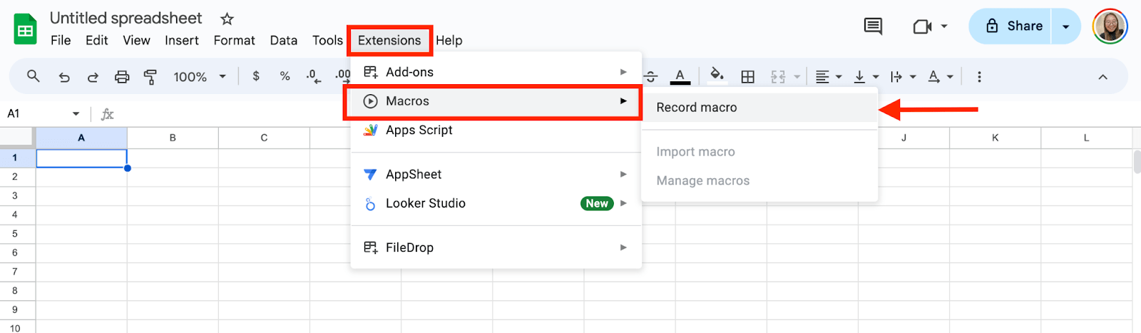 Access the Macros Feature