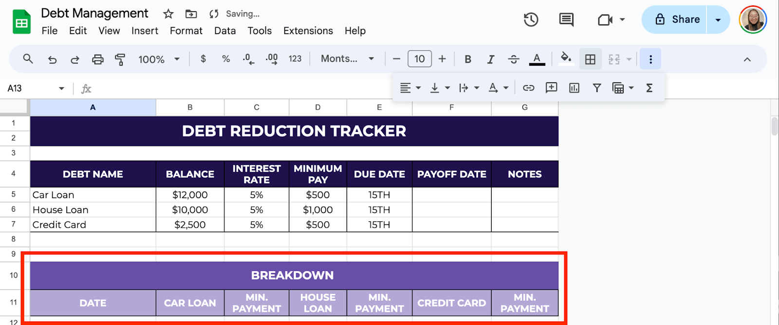 Add a Breakdown Summary