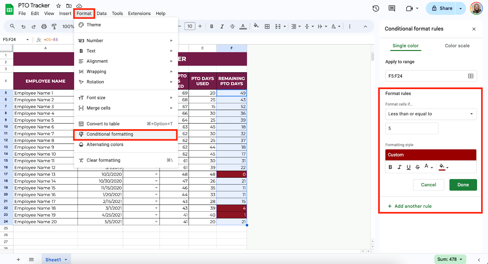 Add Conditional Formatting
