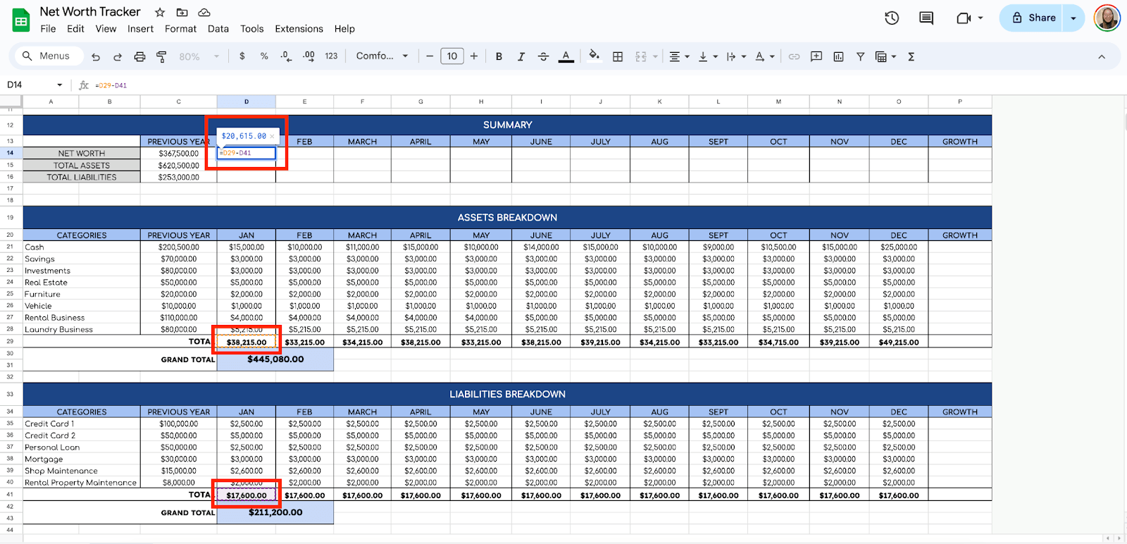 Calculate Net Worth