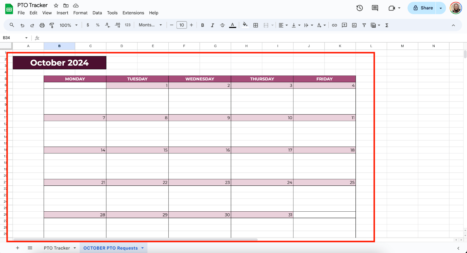 Create a Calendar to Plot PTO Requests 1