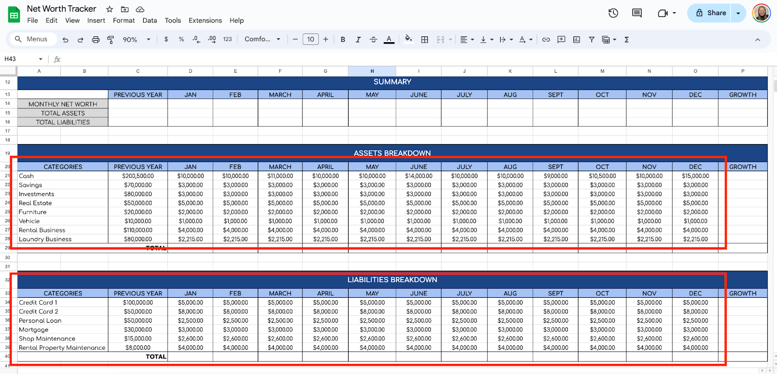 Input Your Assets and Liabilities