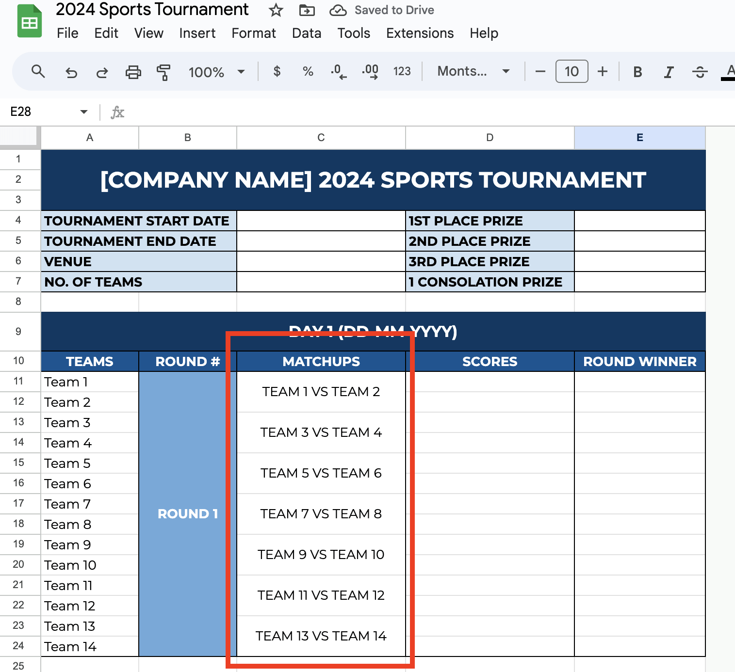 Create a Match Schedule