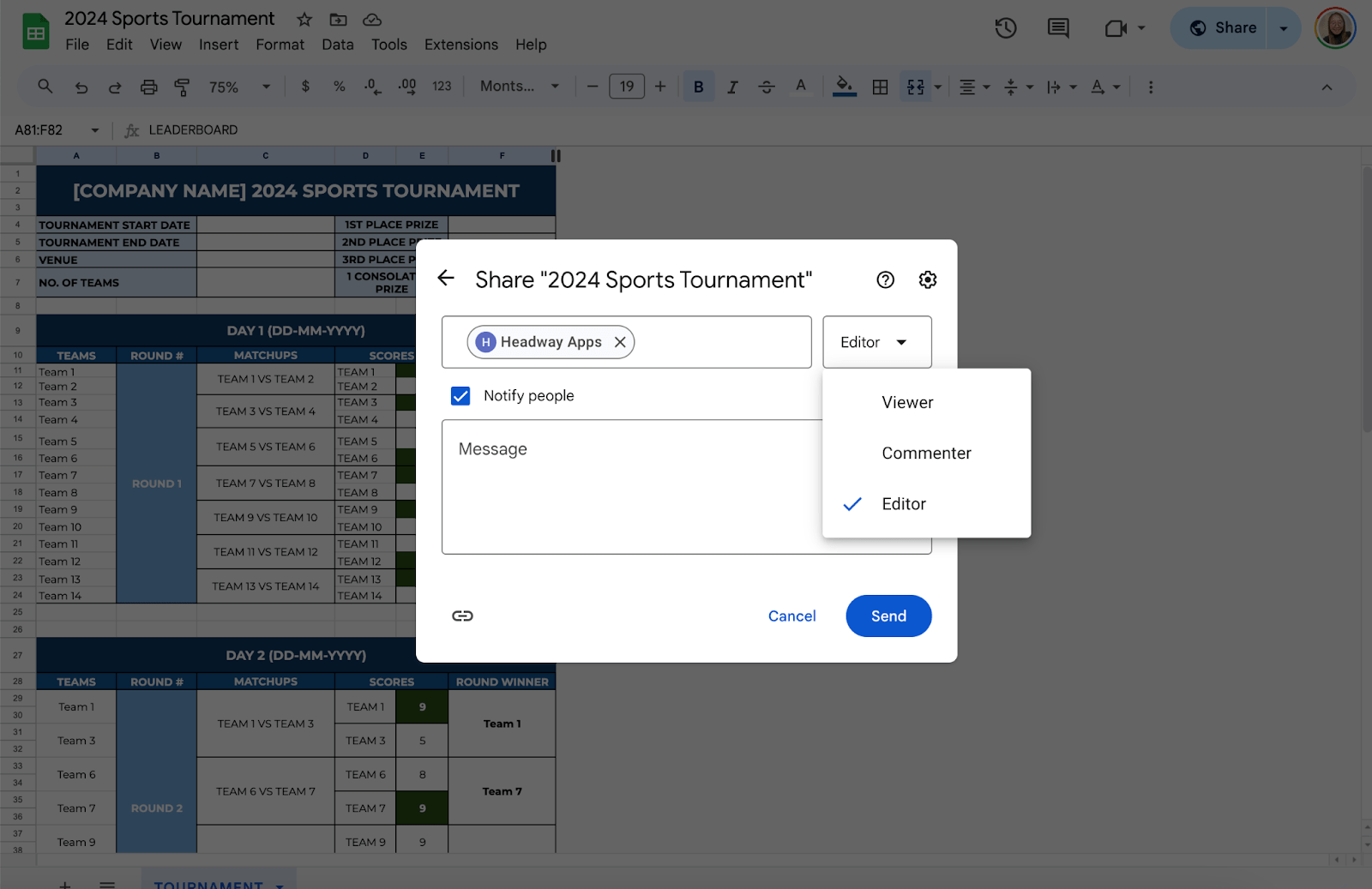 Share the Spreadsheet