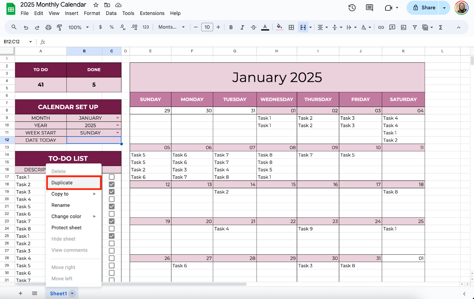How to Create a 2025 Monthly Calendar in Google Sheets - FileDrop