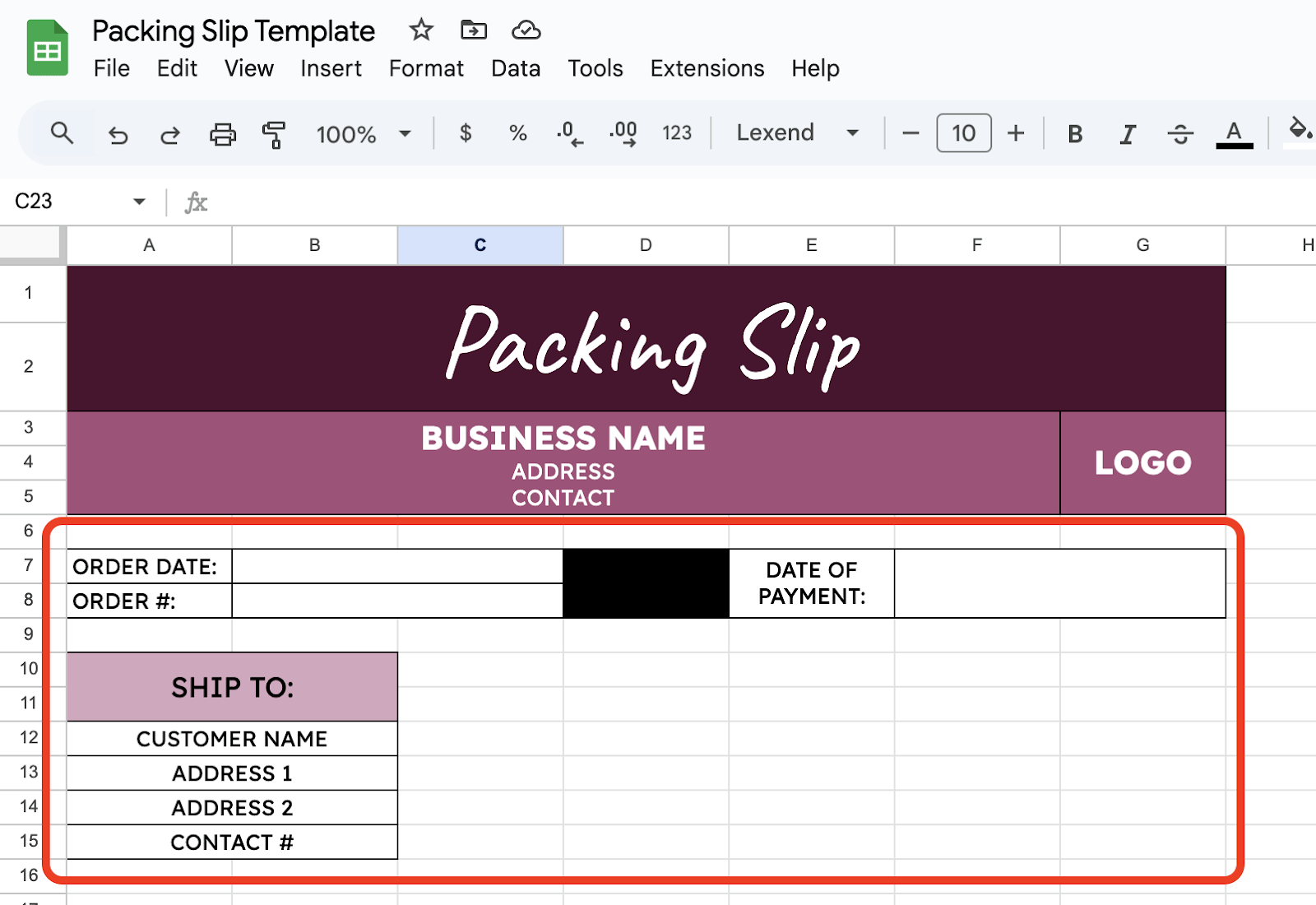 Create Order Details