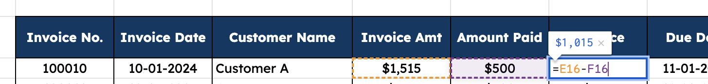 Add Formula to Get the Balance