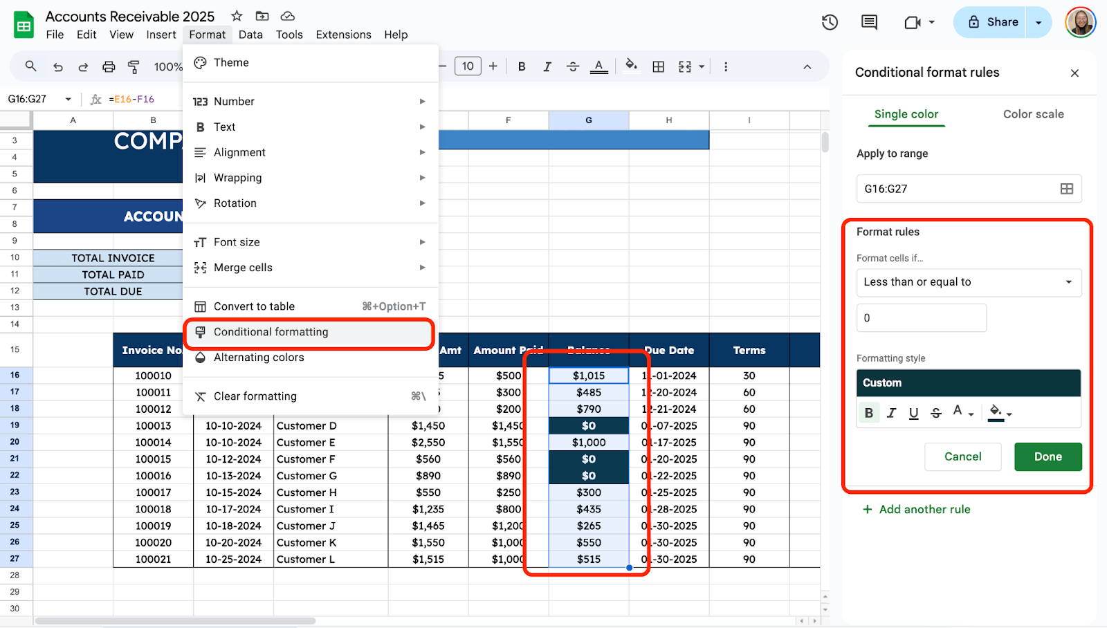 Add Conditional Formatting