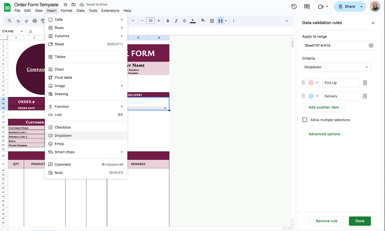Add Drop-Down Lists