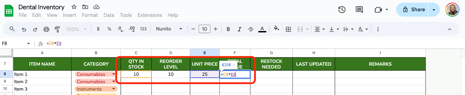 Use Formulas for Automatic Calculations