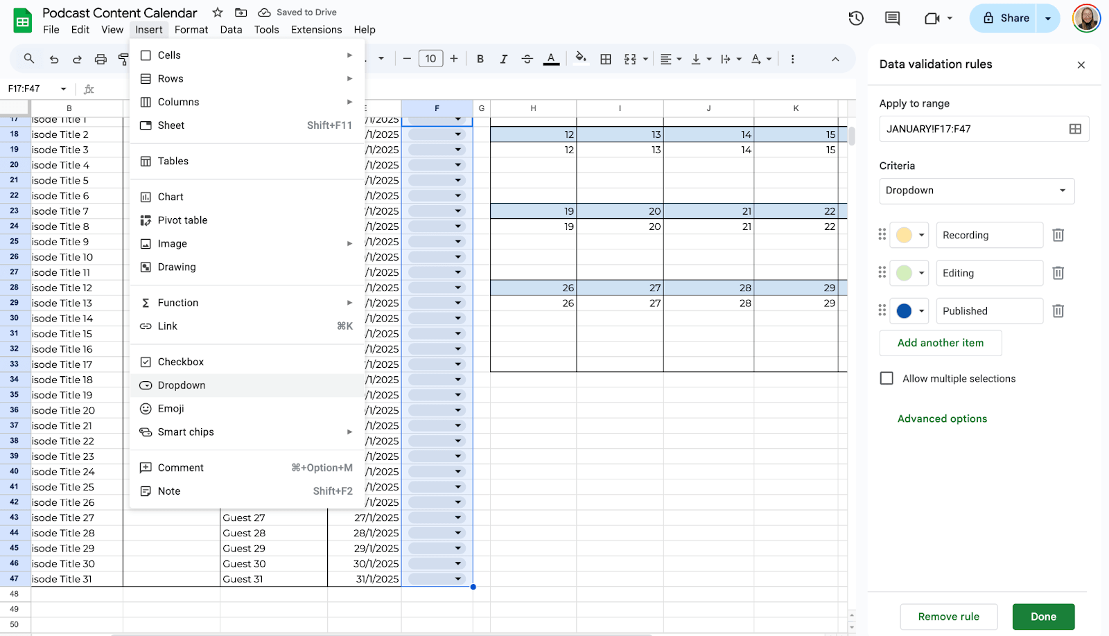nmHSajKHfmHOBsfoPyL226Qb Add Dropdown Menus for Status
