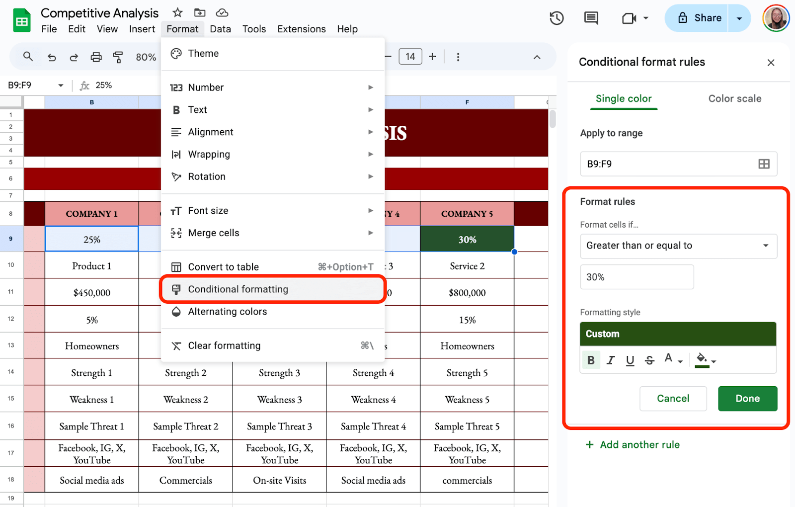 Use Conditional Formatting