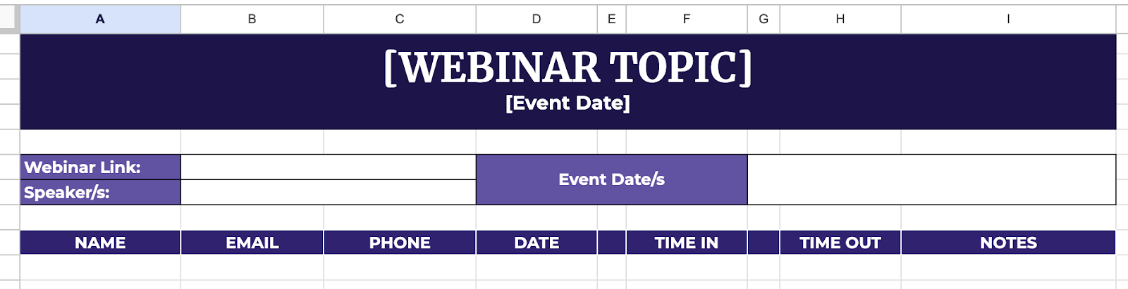 Set Up Column Headers