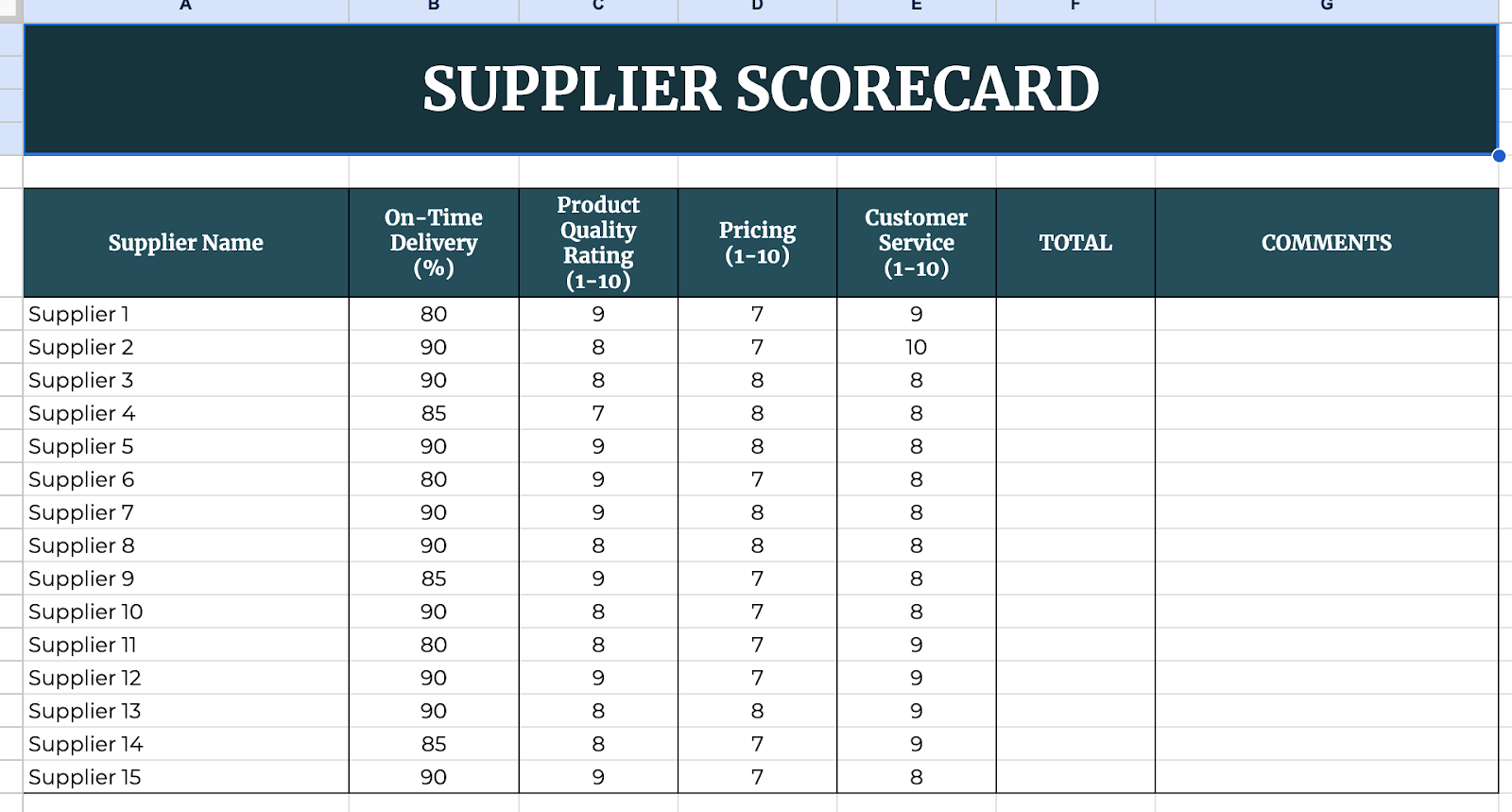 Enter Supplier Information