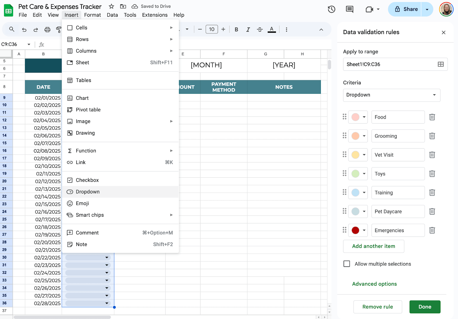 Use Drop-Down Menus for Easy Input