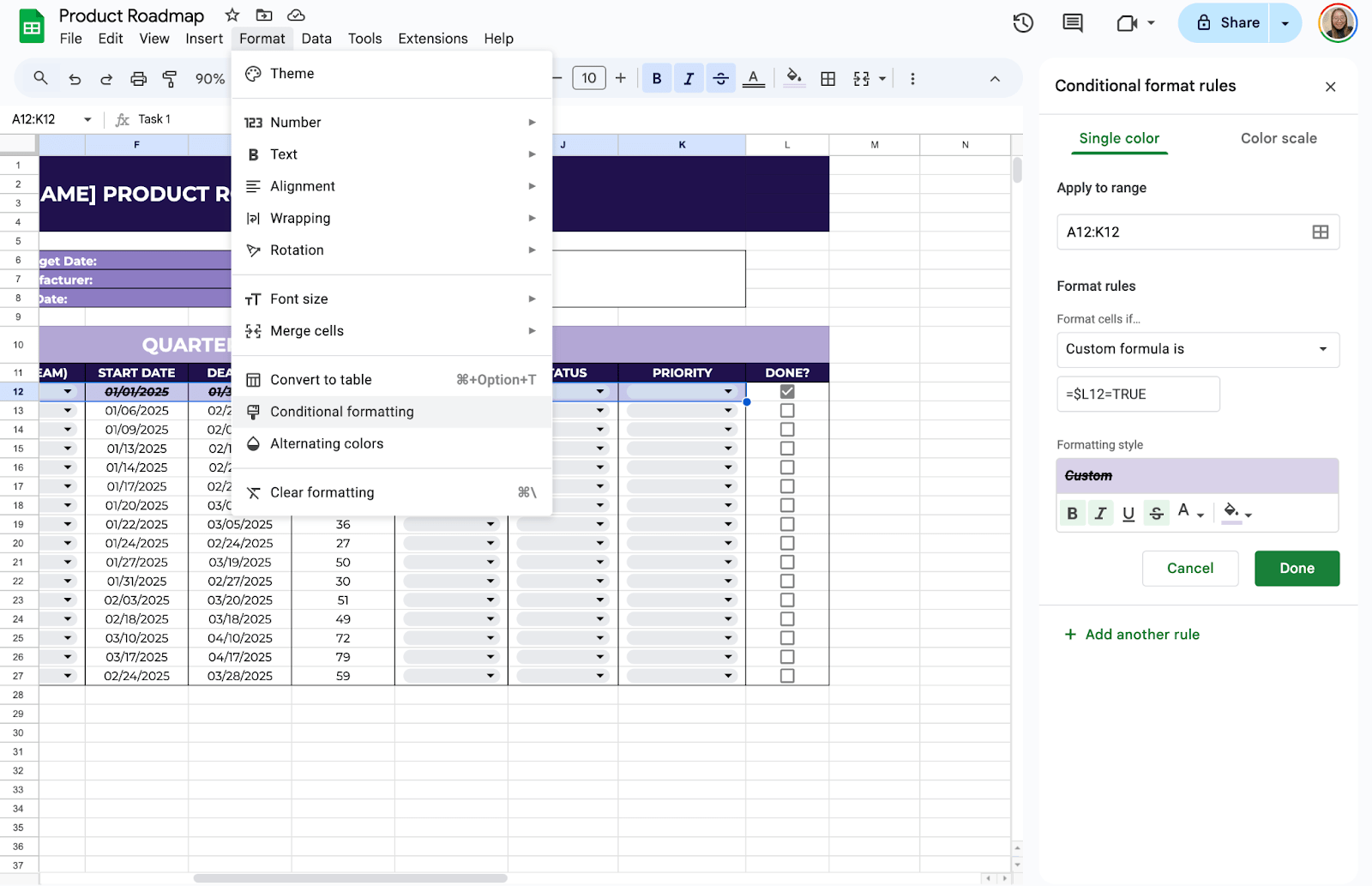 strikethrough feature