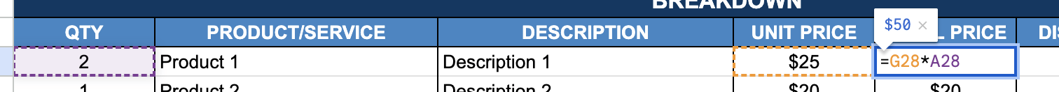 Add Formulas for Automatic Calculations