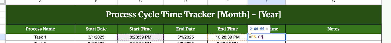 Calculate Cycle Time
