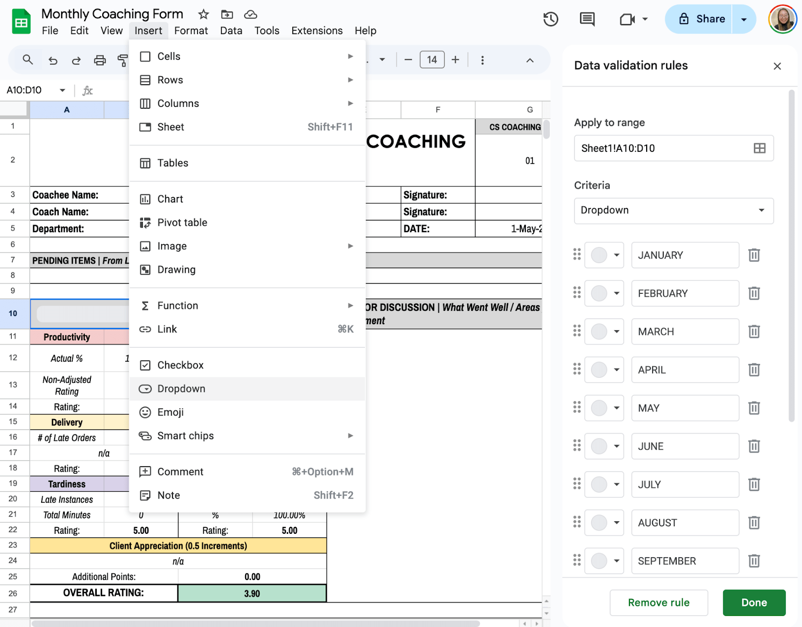 Add Drop downs for the Month Add Drop-downs for the Month