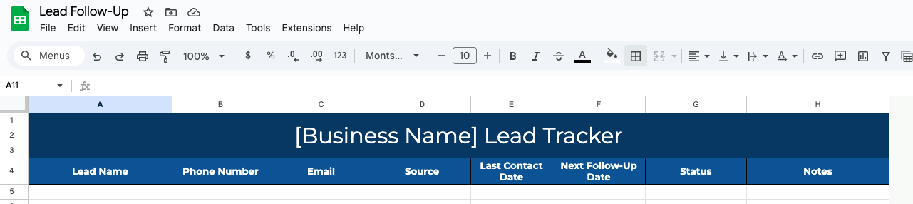 Set Up Your Sheet Columns