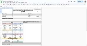 Monthly Coaching Form Template