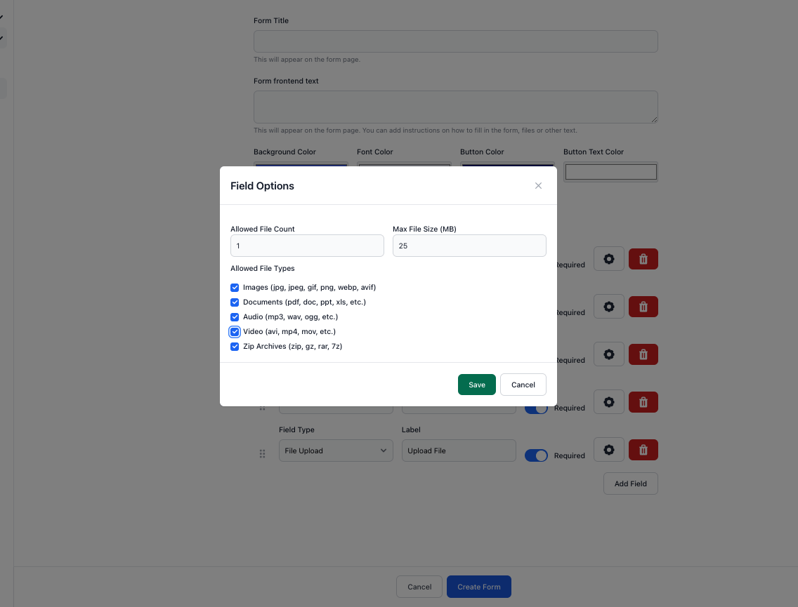 Add File Upload Fields