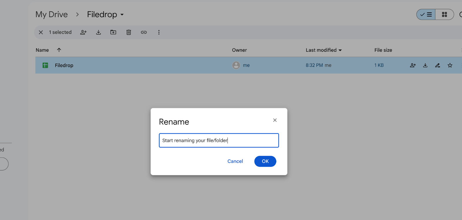 Click Rename from the Menu Click “Rename” from the Menu