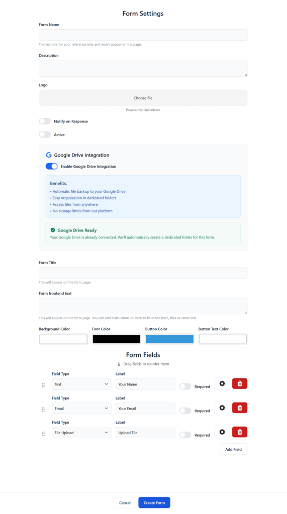 File Forms Google Drive Enable FileDrop