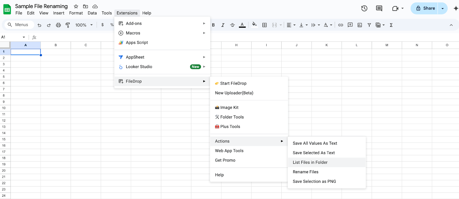 List the Files in a Google Sheet List the Files in a Google Sheet