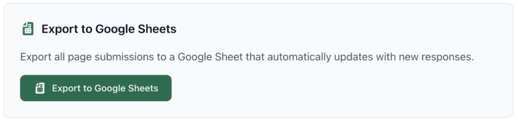 FileDrop option to export submissions to Google Sheets.