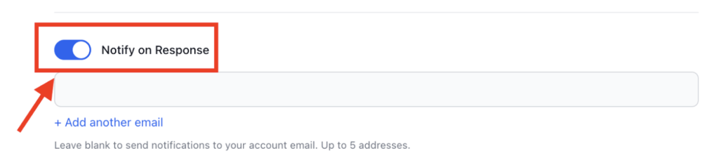 FileDrop settings for email notifications on response.
