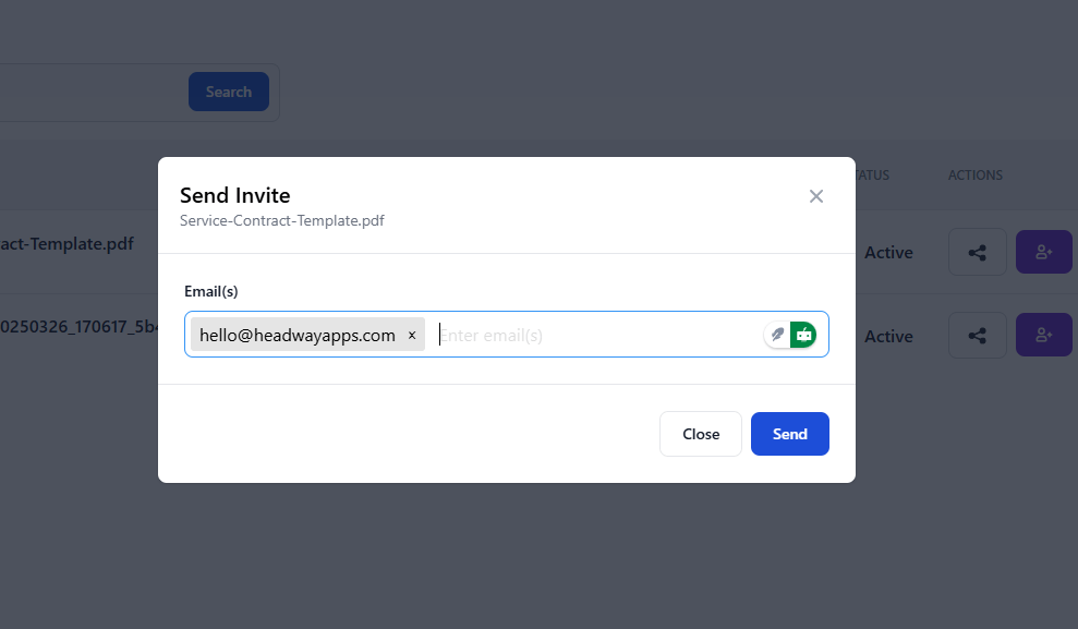 pdf file sharing email invite