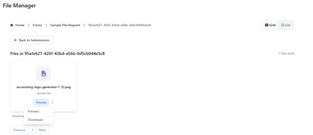 File Manager Files FileDrop Preview