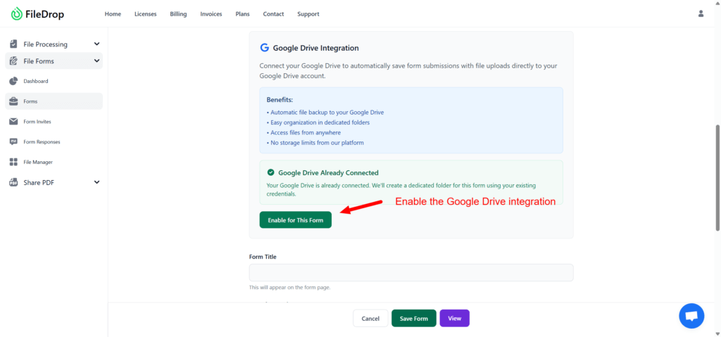 Form Edit FileDrop Google Drive Integration Form Edit FileDrop Google Drive Integration