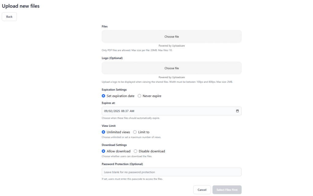 Upload Share PDF FileDrop