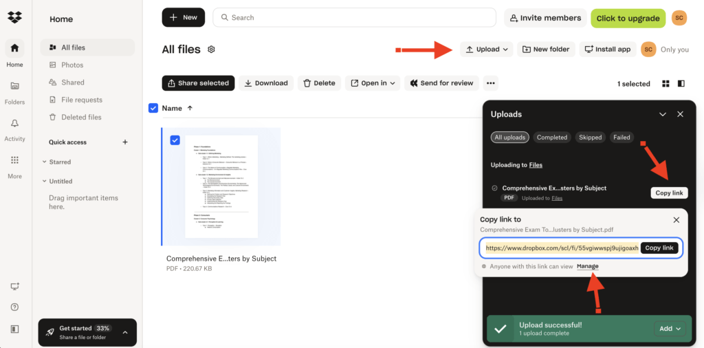 Dropbox Upload PDF How to share a pdf as a link using the Dropbox upload tray