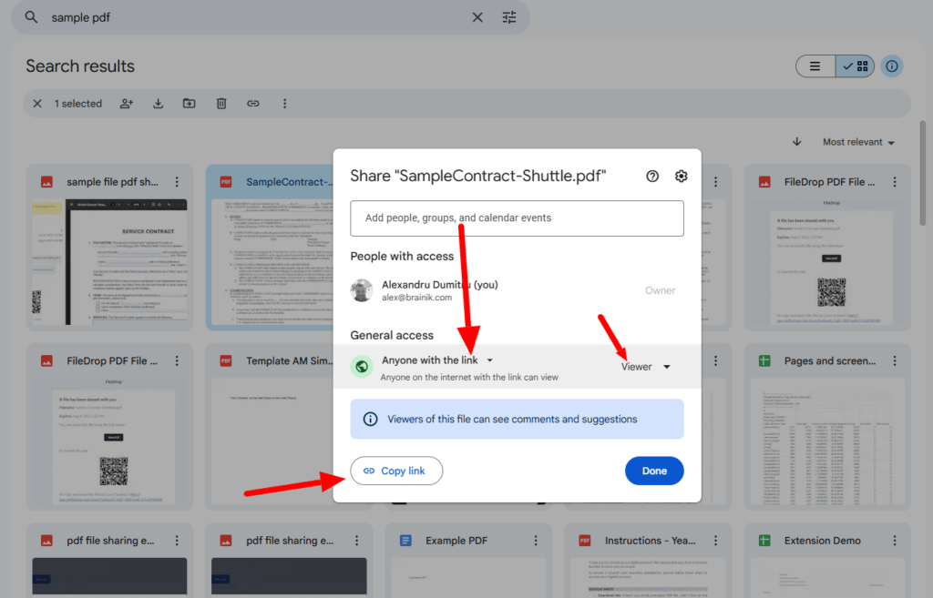 share a pdf in google drive