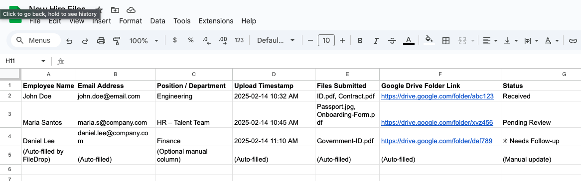 Build a New Hire File Tracker in Google Sheets with FileDrop image 9