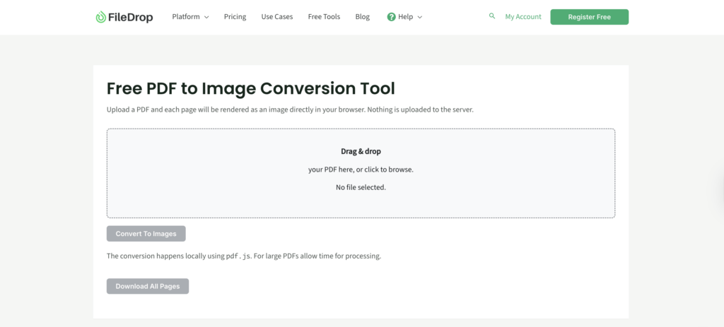 FileDrop's PDF to Image Converter